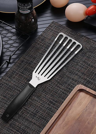 MIU Fish Spatula Stainless Steel, Slotted Flexible Metal, Lightweight Barbecue Turner, 6.5 inch Blade, Plastic Handle with Hole, Grilling Utensils