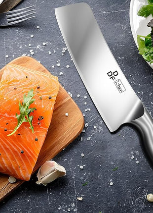 DDF iohEF Nakiri Kitchen Knife, Chef's Knife In Japanese Stainless Steel Professional Cooking Knife, Non-slip Ultra Sharp Knife with Ergonomic Handle
