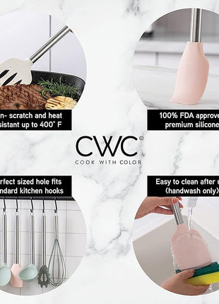 COOK WITH COLOR Silicone Cooking Utensils, Kitchen Utensil Set, Easy to Clean Silicone Kitchen Utensils, Cooking Utensils for Nonstick Cookware, Kitchen Gadgets Set, 10 Pieces, Mint