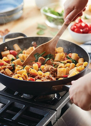 Anolon Advanced Home Hard Anodized Nonstick Frying/Saute/All Purpose Pan with Lid and Helper Handle, 12 Inch, Moonstone Dark Gray