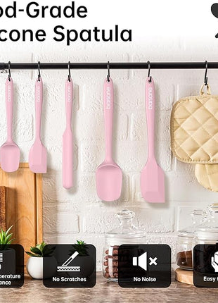 Barsone 5-Piece Silicone Spatula Set - Heat Resistant 446°F Food Grade BPA Free, Nonstick Cookware Safe Dishwasher Safe Kitchen Tools for Baking, Cooking, Stirring, Multicolor.