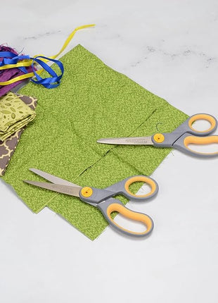 Westcott 8-Inch Titanium-Bonded Scissors with Adjustable Glide Feature for Office and Home - Gray/Yellow, 2-Pack