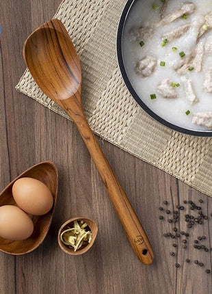 FAAY Teak Wooden Utensils, Healthy Spoon and Spatula Handcraft from High Moist-Resistance Teakwood for Non Stick Cookware (Corner Spoon - Right Hand)