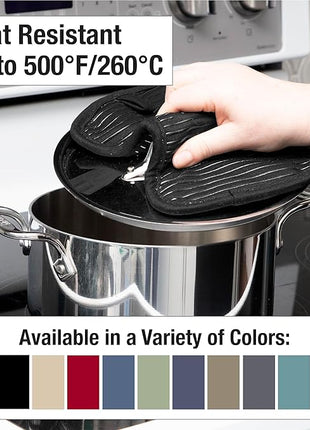 All-Clad Premium Pot Holder & Hot Pad: Heat Resistant to 500 Degrees - 100% Cotton, 10""x6.25"" Hot Pad for Kitchen and Barbeque, (2-Pack), Black