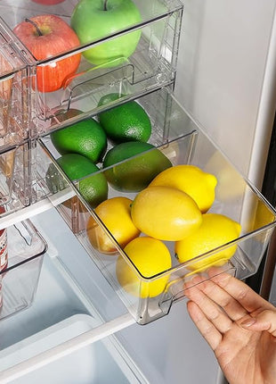 Vtopmart 8 Pack Stackable Storage Drawers,Clear Acrylic Drawer Organizers with Handles, Easily Assemble Containers for Fridge, Bathroom,Kitchen Undersink,Cabinet,Pantry Organization and Storage