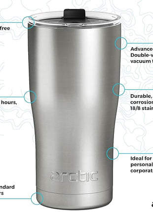 Arctic Tumblers | 20 oz Matte Black Insulated Tumbler with Straw & Cleaner - Retains Temperature up to 24hrs - Non-Spill Splash Proof Lid, Double Wall Vacuum Technology, BPA Free & Built to Last