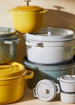 Staub Cast Iron 4-qt Round Cocotte - White Truffle, Made in France