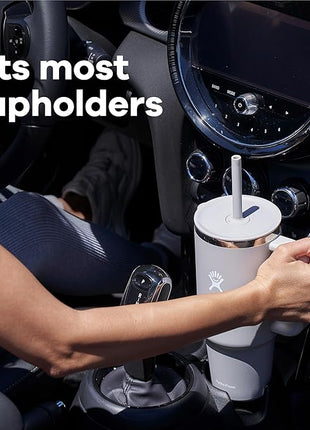 Hydro Flask Travel Tumbler with Handle, Lid and Straw - Insulated Stainless Steel in 24 Oz Aloe