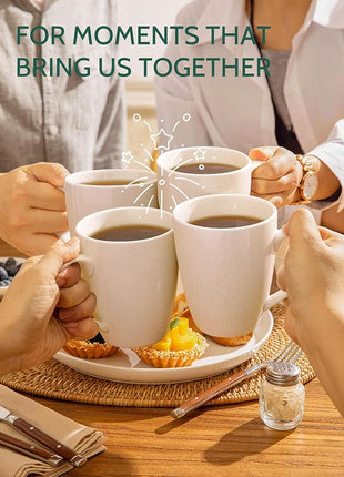 Sweese Porcelain Coffee Mugs - 16 Ounce (Top to the Rim) for Coffee, Tea, Cocoa, Set of 4, Dove Grey