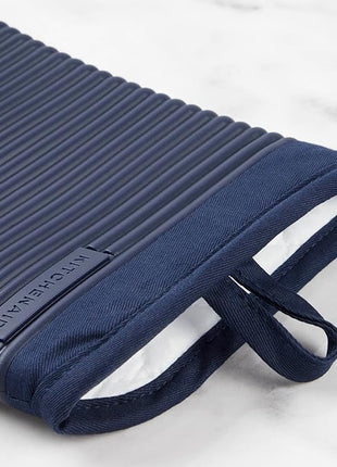 KITCHENAID Ribbed Soft Silicone Oven Mitt 2-Pack Set, 7.5"x13", Ink Blue