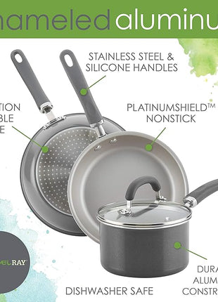 Rachael Ray Create Delicious Nonstick Cookware Pots and Pans Set, 13 Piece, Gray Shimmer