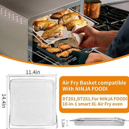 Air Fryer Oven Basket Replacement Baking Trays for Ninja Foodi DT251 DT201 Series Air Fryer Oven, Mesh Basket，Air Fryer Accessories for Ninja Foodi 10-in-1 Smart XL Air Fry Oven