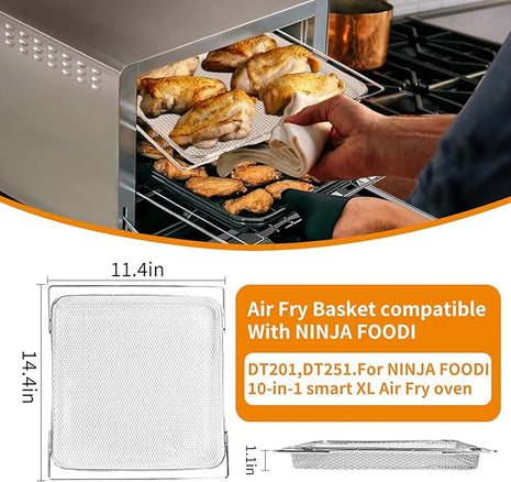 Air Fryer Oven Basket Replacement Baking Trays for Ninja Foodi DT251 DT201 Series Air Fryer Oven, Mesh Basket，Air Fryer Accessories for Ninja Foodi 10-in-1 Smart XL Air Fry Oven