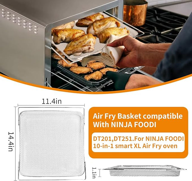 Air Fryer Oven Basket Replacement Baking Trays for Ninja Foodi DT251 DT201 Series Air Fryer Oven, Mesh Basket，Air Fryer Accessories for Ninja Foodi 10-in-1 Smart XL Air Fry Oven