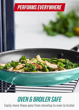 Blue Diamond 8" Nonstick Frying Pan Skillet, Diamond Infused Ceramic PFAS-Free, Dishwasher & Oven Safe, Stay Cool Handle, Durable Non Toxic Metal Utensil Safe, Egg & Omelet Pan, Turquoise