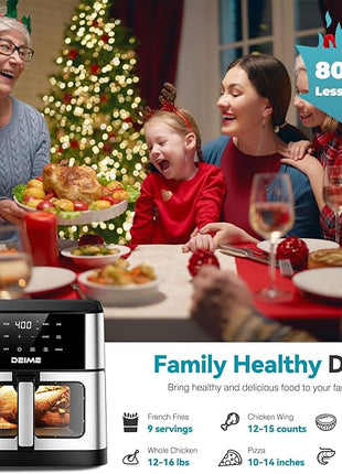 DEIME Air Fryer 10.2 QT Oilless 1700W Large Capacity Oven Air Fryers Healthy Cooker with 10 Preset, Large AirFryer for Families Visual Cooking Window, Non-Stick Basket, Included Recipe
