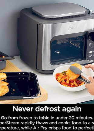 Ninja Combi All-in-One Multicooker, Oven, & Air Fryer, Complete Meals in 15 Mins, 14-in-1 Functions, Combi Cooker + Air Fry, Bake, Roast, Slow Cook and More, 3 Accessories, Stainless Steel, SFP701