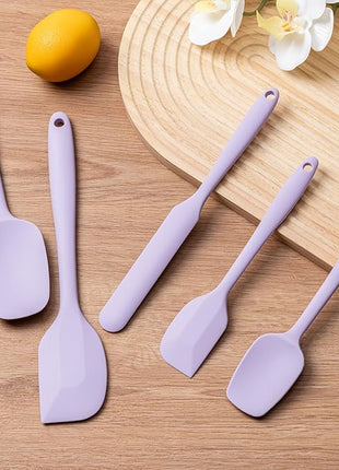 Silicone Spatula Set, 5 Piece Food Grade Rubber Spatulas for Baking, Cooking, and Mixing High Heat Resistant Non Stick Dishwasher Safe BPA-Free (Lavender)