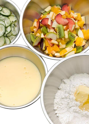 WMF 645709990 Gourmet Bowl Set for Kitchen 4-Piece, Cromargan Stainless Steel, Multifunctional, Mixing Bowl, Serving Bowl, Stackable