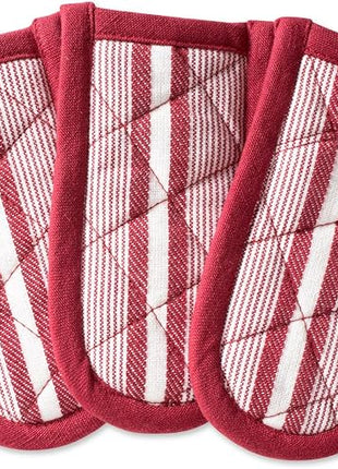 DII Double Strip Chef Kitchen Cooking & Baking Collection, Pan Handle Set, 6x3, Barn Red, 3 Piece