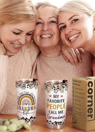 Macorner Grandma Gifts - Stainless Steel Tumbler 20oz for Women - Birthday Christmas Mothers Day Gift for Mom Nana Mimi From Daughter Son Grandkids - Best Grandma Ever