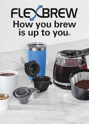 Hamilton Beach FlexBrew Trio 2-Way Coffee Maker, Compatible with K-Cup Pods or Grounds, Combo, Single Serve & Full 12c Pot, Black - Fast Brewing (49902)