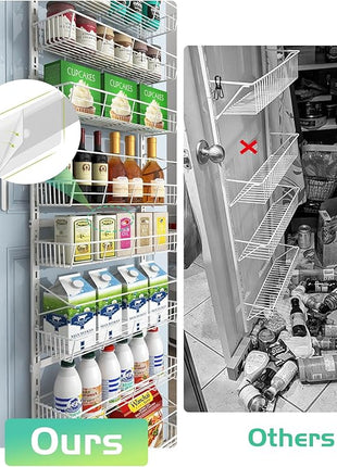 White 10-Tier Over The Door Pantry Organizer, Pantry Organization and Storage, Metal Hanging Adjustable Basket, Wall Spice Rack Seasoning Shelves, Home & Kitchen Essentials