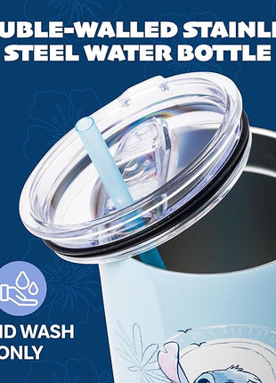 Silver Buffalo Disney Lilo & Stitch Minimalistic Design Ocean & Tropical Stainless Steel Tumbler with Handle and Straw, Fits in Standard Cup Holder, 40 Ounces (Pack of 12)