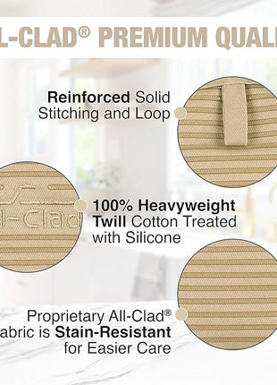 All-Clad Premium Pot Holder & Hot Pad: Heat Resistant to 500 Degrees - 100% Cotton, 10"x6.25" Hot Pad for Kitchen and Barbeque, (1-Pack), Cappuccino