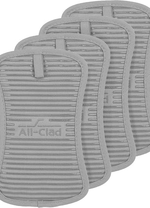 All-Clad Premium Pot Holder & Hot Pad: Heat Resistant to 500 Degrees - 100% Cotton, 10"x6.25" Hot Pad for Kitchen and Barbeque, 4-Pack, Titanium