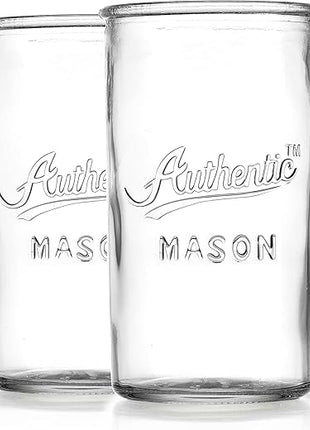 Glaver's Drinking Glasses – Set of 4 Authentic Mason Vintage Glassware – Clear Glass Tumblers for Cocktails, Water, Juice – Embossed Vintage Drinking Glasses (Highball 18 oz 7983)