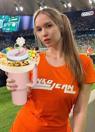 Snack Bowl for Stanley Cup 30 oz with Handle-Perfectly Compatible with Stanley Quencher H2.0 Tumbler 30 oz with Handle, Reusable Silicone Snack Tray, Stanley cup accessories (Cream Snack Bowl)