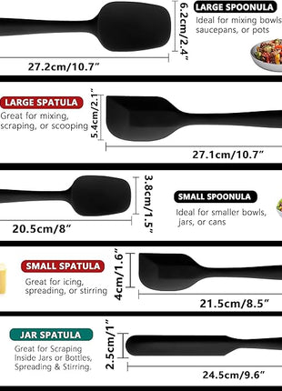 Anaeat Silicone Spatula Set of 5 - Seamless One-Pieces Design, Non-Stick Rubber Spatulas Kitchen Scraper Flexible for Easy Baking, Cooking, Scraping & Mixing, Heat Resistant & Dishwasher Safe
