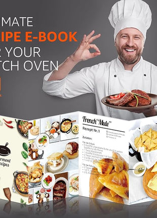 Overmont Camp Dutch Oven Pre Seasoned Cast Iron Lid Also a Skillet Casserole Pot with Lid Lifter for Camping Cooking BBQ Baking 6QT(Pot+Lid)