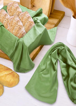 Urban Villa Kitchen Towels 100%Cotton Green Color Dish Towels for Kitchen with Hanging Loop Size 20x30 inches(Set of 6) Highly Absorbent Quick Drying Soft Premium Quality Dish Towels&Dish Cloths Sets