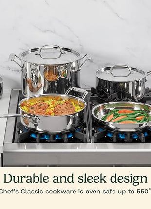 Cuisinart 7-Piece Cookware Set, Chef's Classic Stainless Steel Collection, 77-7P1
