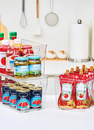 theaoo Clear Storage Bins with Lids Stackable - XLarge Plastic Containers for Pantry Organization and Storage - Perfect for kitchen,Fridge,Laundry Room,Bathroom,Garage,Closet,Cabinet Organizer -6 Pack