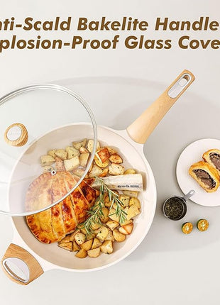 SENSARTE Ceramic Nonstick Frying Pan Skillet with Lid, 10.5 Inch Deep Frying Pan, 3.8 Qt Saute Pan, Induction Pan, Healthy Non Toxic Cooking Pan with Helper Handle, PFOA PFAS PTFE Free