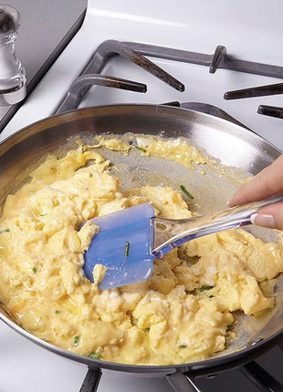 Wilton Easy Flex Silicone Spatula Set - Your Versatile Tools for Mixing, Folding, Scraping, Cooking, Frosting and Serving, Blue, 3-Piece