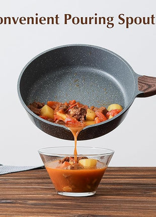 SENSARTE Nonstick Skillet, Deep Frying Pan 10/11/12-inch, Saute Pan with Lid, Stay-cool Handle, Healthy Stone Cookware Cooking Pan, Induction Compatible (10-Inch/3.5QT)