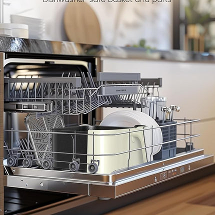 Nuwave Brio Plus Air Fryer 8 Qt, New & Improved, PFAS-FREE, 7 Digital One-Touch Cook Functions that AIR FRY, BAKE, ROAST, DEHYDRATE, TOAST, REHEAT, PREHEAT, 150 Presets, 50°F~400°F (Cream)