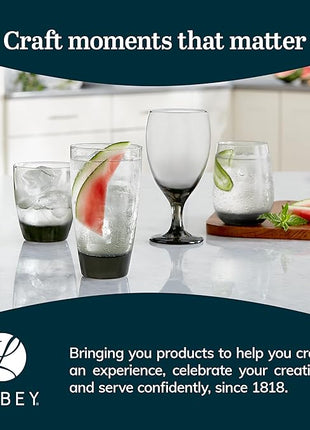 Libbey Classic Smoke Goblet Beverage Glasses, Set Of 6 Timeless Goblet Drinking Glasses - Dishwasher-Safe Glass Goblets for Wines, Smoothies & More