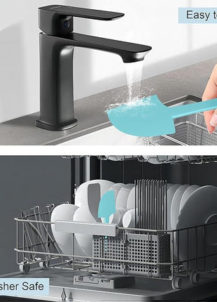 Premium Silicone Spatula Set, JXWING Flexible Heat Resistant Non-slip Handle Baking Cooking Rubber Spatulas, Aqua Sky