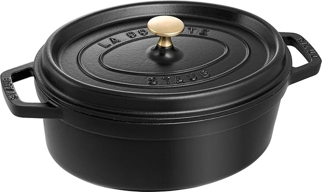 staub La Cocotte Oval 40500-271 Pico Cocotte Oval Black 10.6 inches (27 cm) Large Two-Handed Cast Iron Pot Induction Compatible