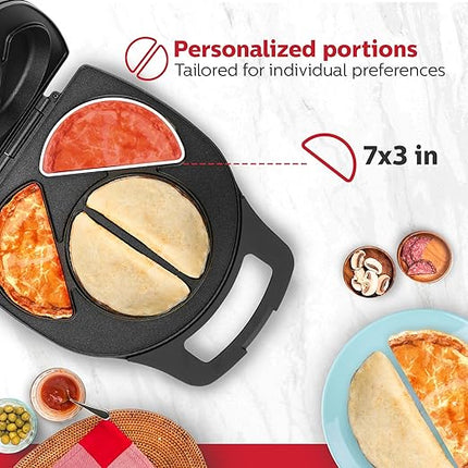 Holstein Housewares Stainless Steel 4 Section Omelet Maker, Non Stick Coating, Mess Free Cooking, Easy Cleaning, Indicator Lights, Upright Storage & Anti Slip Feet For Quick Meals. 4 Portions, Black