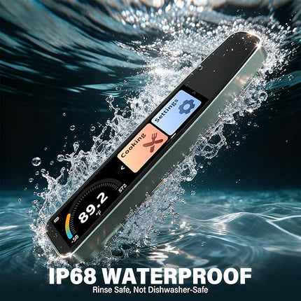 0.5s Instant Read Smart Meat Thermometer Digital, 3.8″ HD Touchscreen with Temp-OS, Professional Kitchen Food Thermometer for Cooking, Grill, BBQ | ±0.5°F, −58–572°F, IP68, USB-C Rechargeable