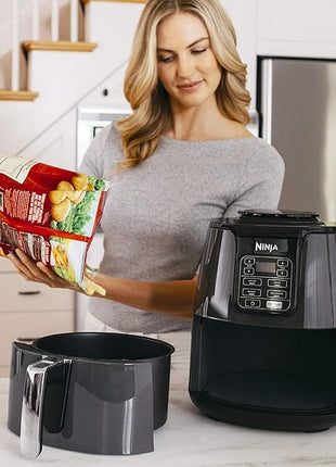 Ninja | Air Fryer | 4 QT Capacity | 4-in1 Roast, Crisp, Roast, Reheats, & Dehydrates | Dishwasher Safe Parts | Includes 20 Easy & Healthy Recipes | Compact | Grey | AF101