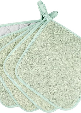 100% Cotton Kitchen Everyday Basic Terry Pot Holder Heat Resistant Coaster Potholder for Cooking and Baking Set of 5 Mint Green