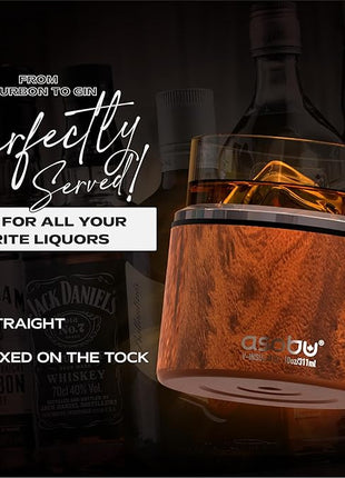 asobu Whiskey Sleeve Glass – Insulated Bourbon Tumbler with Premium Rocks Glass, BPA-Free, Double-Wall Stainless Steel, Keeps Drinks Cold Longer, 10.5oz