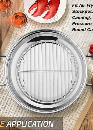 P&P CHEF Round Cooking Rack, 3 Pcs Stainless Steel Baking Cooling Steaming Grilling Rack, Fits Air Fryer/Stockpot/Pressure Cooker/Round Cake Pan, Oven & Dishwasher Safe (9 Inch)